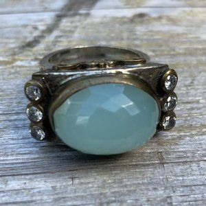 Bora 925 Sterling Silver and Brass Jade Ring